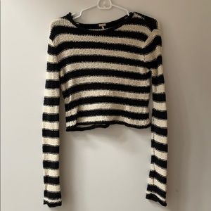 Free people black and cream cropped sweater